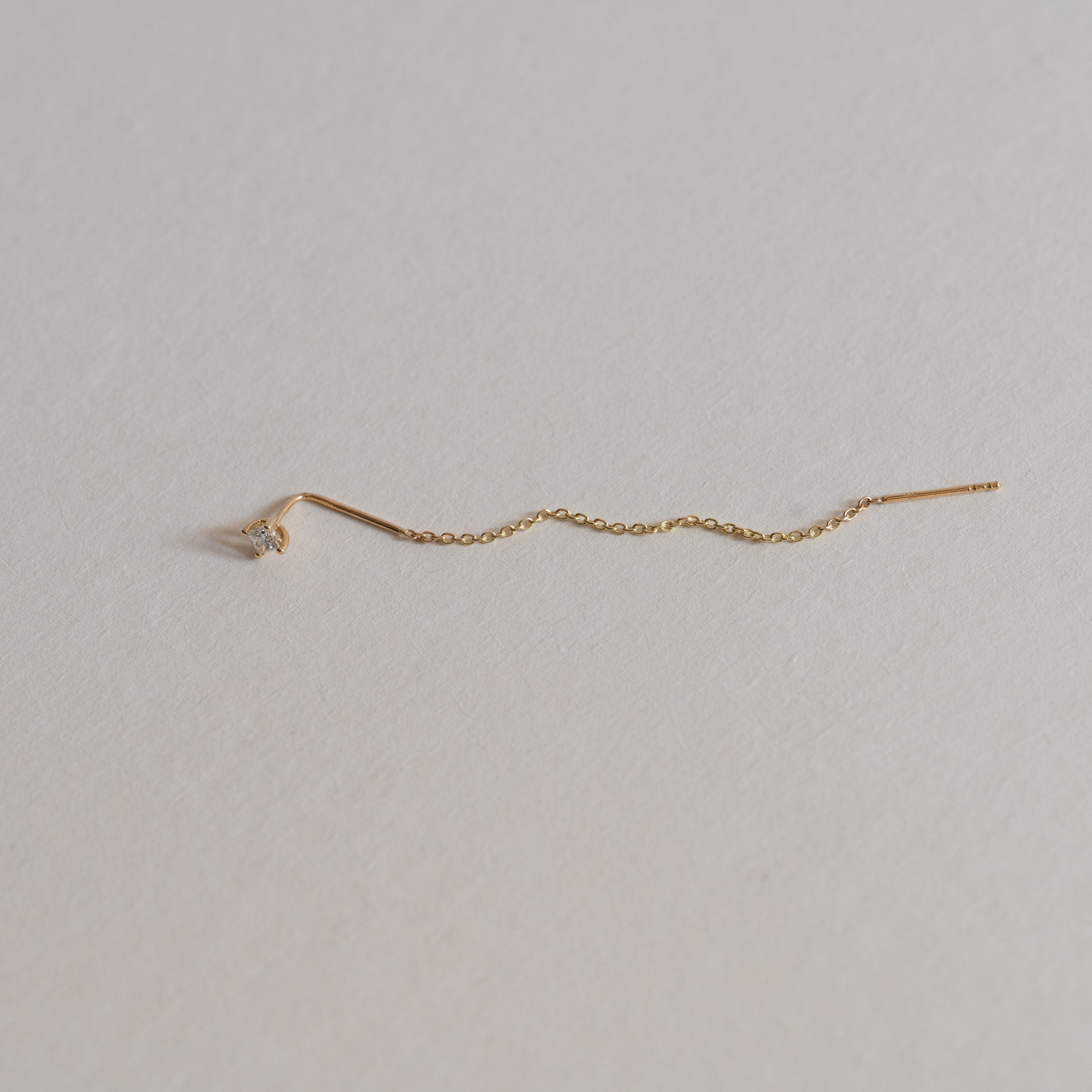 Round Prongs Chain Earring
