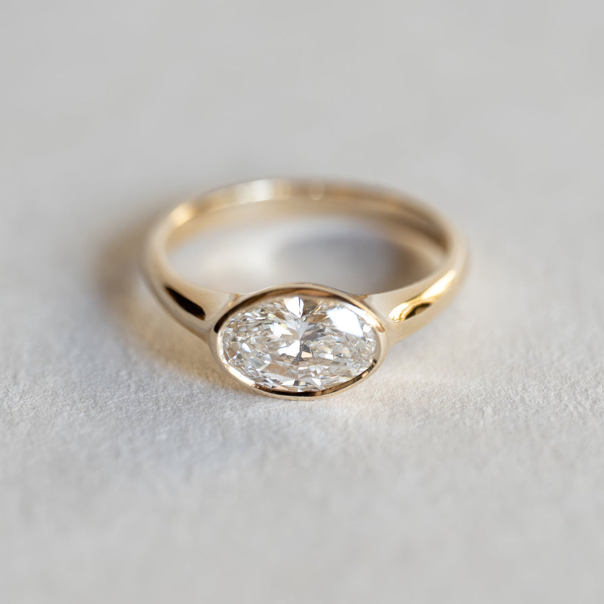 East West Oval Bezel Ring, east west oval bezel diamond engagement ring in 14K gold