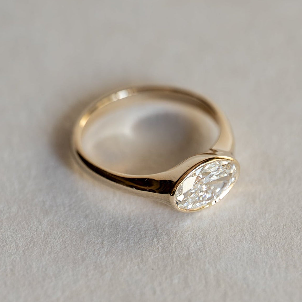 East West Oval Bezel Ring, east west oval bezel diamond engagement ring in 14K gold