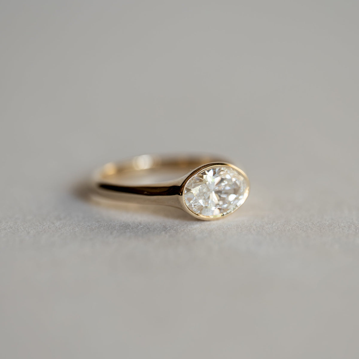 East West Oval Bezel Ring, east west oval bezel diamond engagement ring in 14K gold