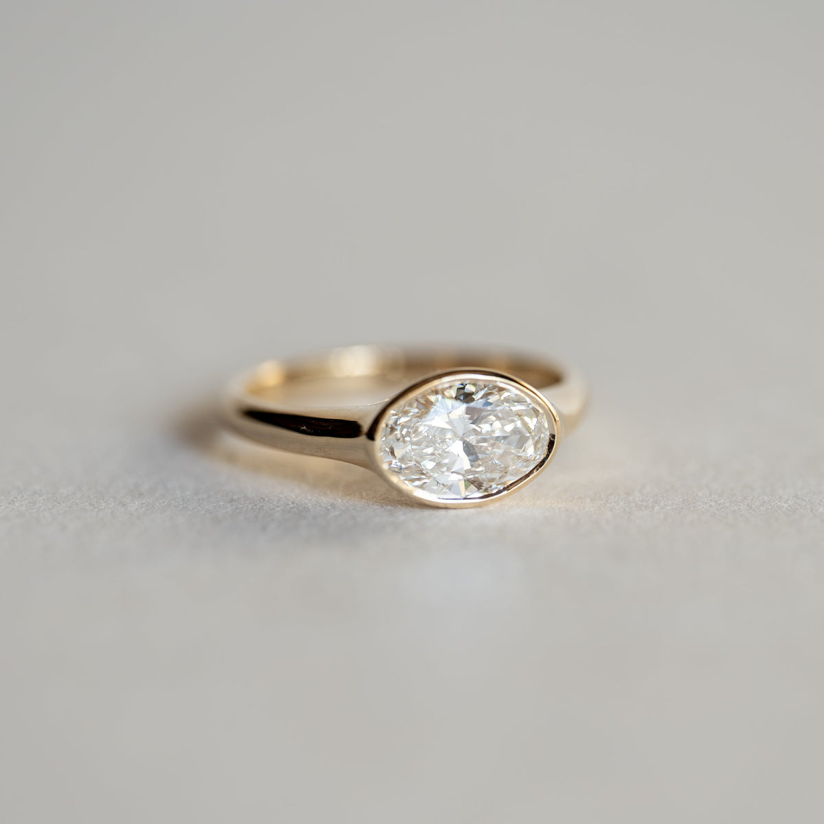 East West Oval Bezel Ring, east west oval bezel diamond engagement ring in 14K gold
