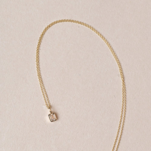 Emerald Cut Pendant, emerald cut diamond pendant necklace in 14K gold