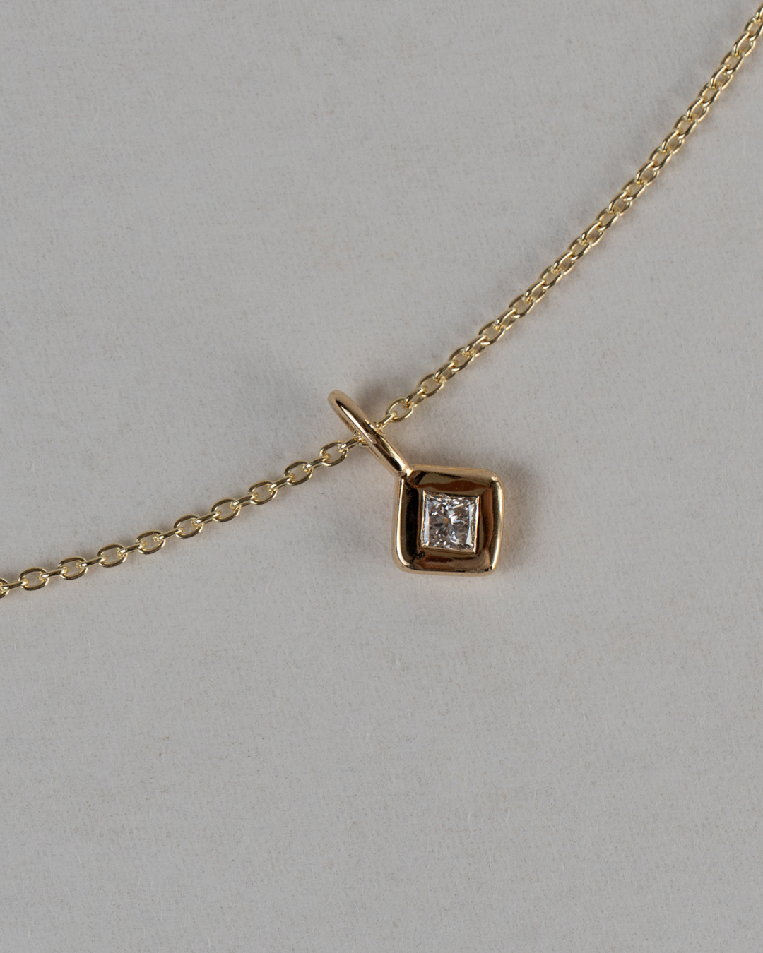 The Princess Pendant, princess cut diamond pendant necklace in 14K gold